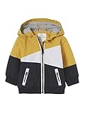 Vertbaudet Kapuzenjacke für Baby Jungen, dreifarbig gelb/weiß/Nachtblau 86