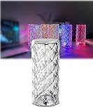 Kristall-Diamant-Tischlampe,Romantisches säulenförmiges Diamant-Kristall-Touch-Control-Nachtlicht,16-farbig einstellbare dekorative Tischleuchte (Fernbedienung)