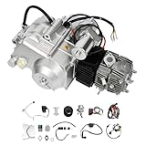 ACROSSPART 125ccm 4 Takt Motor, Semi Auto Engine Kit, Einzelzylinder Elektrostart Luftgekühlt Motor mit Pedalstart und CDI-Zündsystem 9:1 Verdichtungsverhältnis & PZ19 Vergaser