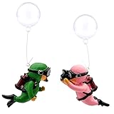 NCOALE Aquarium Deko, 2 Stück Schwimmende Taucher Aquarium Dekoration Harz Aquarium Zubehoer Landschaftszubehör, für Aquarien Zuhause Büro (Grün, Rosa)