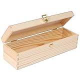 Creative Deco Weinkiste Holzkiste | Wein-box für 1 Flasche mit Deckel und Verschluss | 36 x 11 x 9,8 cm | Für Weihnachten, Decoupage, Lagerung, Dekoration, als Geschenk | aus Natürliches Kiefern-Holz