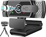 Full HD1080P Webcam mit Mikrofon und Stativ, Automatischer Lichtkorrektur, Neefeaer USB PC Webcam mit Abdeckung,97° Weitwinkel, PC Kamera für PC, Laptop, Computer, Linux, Mac