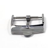INOKAI Faltschließe,Dornschließe Uhr Zubehör Band 12mm 14mm 16mm 18mm 20mm for Omega Seamaster Strap Uhr Männer pin Versicherung Schnalle Edelstahl Verschluss (Color : Silver 18mm)