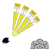 4x FADEDA Henna Kegel | 4x 25g natürliche Paste | Schwarz | 100 % pflanzlich | gebrauchsfertig & ohne PPD | Vegan | Bio | Halal | Mehandi | Mehndi