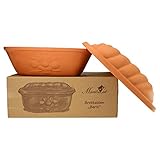 MamboCat Terrakotta-Topf Berti zur Brot-Aufbewahrung I 100% Natur Ton-Behälter mit Deckel hält Toast & Brötchen länger frisch I Ton Brotbox großer Keramik-Brotkasten unglasiert 16,5X 24,3X 36cm