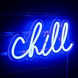 Chill Leuchtreklame Blau Led Schild Chill Neon Wandleuchte Buchstaben Neon Schild für Wanddekor Neonlicht für Schlafzimmer Bar Hotel Spielzimmer