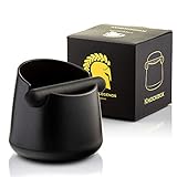 Barista Legends® Abklopfbehälter für Siebträger mattschwarz - Knock Box für Kaffeesatz mit spezieller geräuschabsorbierender Schlagstange - Abschlagbehälter für dein Barista Zubehör.
