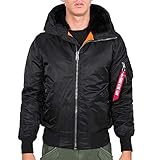 Alpha Industries Herren MA-1 Hooded Bomberjacke, Black, Medium