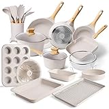 RIOVARM Induktion Topf und Pfannenset mit Deckel Granit Antihaft Beschichtet Topf- & Pfannen-Sets 31-teiliges PFOA Free Kochgeschirr Set mit Bratpfanne Suppentopf Stielkasserolle Basket Backformen
