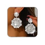 Atigy Silberne Strass Ohrringe Kristall große Tropfen ohrringe funkelnde Braut Ohrringe Schmuck für Frauen Einheitsgröße, Kupfer, Kein Edelstein