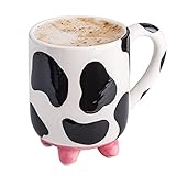 SWEETLO Kuh-Kaffeetasse mit Eutern – Tasse mit Kuh-Druck, 425 ml, Keramik Taza de Vaca