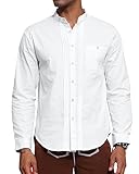 LVCBL Herren Trachtenhemd Pfoad Klassiker Stehkragen Bardo Baumwolle Weiss Weiß M