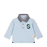 Steiff Poloshirt Langarm EU Größe 68 Chambray Blue, Polo-Shirt langärmelig, Polohemd für Kinder, Hemd mit Kragen, Longsleeve, weich und bequem, waschmaschinenfest