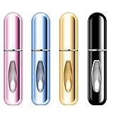 Leikedun 4 Stück 5ml Parfümzerstäuber Nachfüllbar Leer Reise Parfüm Zerstäuber, Mini Portable Sprühflasche mit Fenster für für Handtasche, Reisen, Ferien, Flugreisen (4pc 5ml)