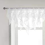 PearAge Gerüschte Voile-Vorhänge, halbtransparent, für Küche, Wohnzimmer, Shabby-Chic-Stil, Rüschenvorhänge, Mädchen, Töchter, Schlafzimmer, Kaskade, Fenstervolant, 132 x 66 cm (Weiß-Dreieck)