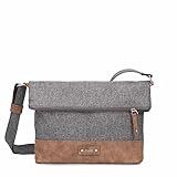 Zwei Damen Handtasche Olli OT6 erweiterbare Umhängetasche 2/4 Liter Crossbody Bag wasserabweisend robust strapazierfähig Canvas-Stil Vintage-Look (stone)