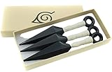 Kraja Ninja Set Mini Kunai x 3, Konoha mit Naru Konohagakure Wappen Cosplay Akessory Plastik Dorf Blatt (Mini Kunai x 3)
