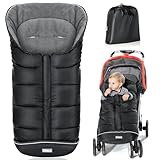 Orzbow Fußsack Kinderwagen Winter, Fußsack Buggy Fusssack Kinderwagen Baby Winter mit Wamres Polar Fleece, Reißverschluss, Reflektorstreifen, Universelle & Wasserdicht, Maschinenwaschbar, Schwarz