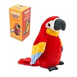 Surplex Elektrische Sprechender Papagei Spielzeug, Stimme Wiederholen und Auf Englisch Singen, Aufzeichnung Vogelspielzeug Tier Flügeln Winken Plüschvogel, sensorisches Lernspielzeug für Kinder