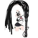 WreGmgg Multifunktionales ZubehöR: Schwarze Lederpeitsche, Reitpeitsche, Lederpeitsche, Leistungsstarke Sportpeitsche, Trainingspeitsche