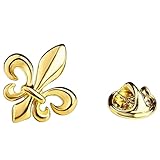 Klassische und elegante Goldfarbene Brosche - Ideal als Geschenk für Männer - Passend für Anzug, Hemd - Mit Fleur - de - Lys und Lilienmotive, auch als Manschettenknöpfe verwendbar
