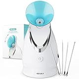 EZBASICS Gesichtsdampfer Gesichtssauna Nano Ionic Gesichtsdampfer Warmer Nebel Gesichtsdampfer Gesicht Heim-Sauna SPA Gesichts-Befeuchter Gesichtszerstäuber 1 Pack + 5 Stainless Steel Skin Kit Blau