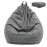 GBKDQQ Sitzsack für Kinder und Erwachsene, 100 x 120cm - XL Beanbag, (Keine Füllung) für Indoor & Outdoor Wohnzimmer Deko (Dunkelgrau)