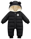 Minizone Baby Winter Overall mit Kapuze, Strampler Schneeanzug Jungen Mädchen Langarm Jumpsuit Warm Outfits Geschenk 6-9 Monate