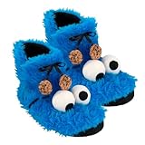 United Labels Sesamstraße 3D Hausschuhe Plüsch Cookie Monster, Blau, 41/42, Pantoffeln mit Fell und Anti Rutsch Noppen, Hausstiefel