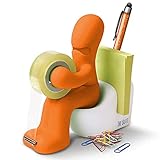 THE BUTT - Klebefilm-Abroller und Bürobedarf-Station - Schreibtisch-Accessoire - Origineller Schreibtisch-Organizer mit Briefklammern, Haftnotizzetteln und einem Stift - Ein ideales Geschenk (Orange)