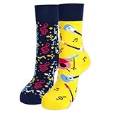 Gitarren Socken - Lustige Socken Damen und Herren mit Gitarren Motiv | Geschenke für Gitarristen & Musiker | Bunte Sockes für Männer Frauen | Rock & Pop Design | Socks für Musiker