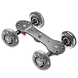 Neewer Kamerawagen Skater Design skaliert, Aluminiumstangen, drehbare Gummiräder, 0,6 cm / 0,9 cm Gewinde, für DSLRs/Video-Camcorder, Schwarz, Ladekapazität 10 kg