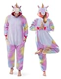 Spooktacular Creations Unisex Erwachsene Pyjama Schlafanzug, Plüsch Damen Herren Jumpsuit Jumpsuit Einhorn Tier Kostüm Halloween Karneval Kostüm (Large)