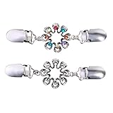 Amosfun 2 Stücke Damen Pullover Clips Strass Vintage Cardigan Kragen Strickjacke Clips Kette Verschluss Blumen Muster Schal Brosche Pin für Frauen Mädchen Bluse Kleider Jacke