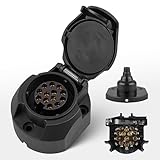 RED WOLF 13+1 Polig Anhänger Steckdose mit Nebelschlussleuchte Abgeschaltet, Schwarz 13pol Anhängersteckdose Wasserdicht mit Gummidichtung für Pkw Anhänger 13 Poliger Anhängerkupplung Nach ISO11446