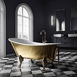 BERNSTEIN Freistehende Badewanne aus Sanitäracryl Nostalgie Wanne mit Doppelwandiger Konstruktion 175 x 74 x 86 cm - 5 Jahre Garantie – Paris Premium mit Blattgold - Acryl-Wanne