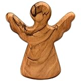 Kassis Geschenkartikel Olivenholz-Schutzengel - Handgefertigte Engel-Figur aus Bethlehem - Schutzengel-Glücksbringer - (ohne Gravur) - (1 Stück)