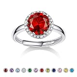Bestyle Damen Ring Silber 925 mit Rubin Edelstein Verstellbarer Verlobungsring Mondstein Schmuck Steine Echt Geschenk für Geburtstage