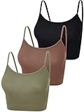 Boao 3 Stücke Leibchen Top Crop Tank Top (Schwarz, Grün, Kaffee, S)