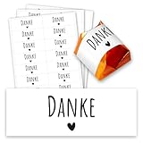 60er Aufkleber-Set Danke - Gastgeschenk Sticker passend für Küsschen I Herz I dv1355
