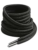VSUDO Schwarz Stiefel Schnürsenkel, Black Boots Shoelace, Runde ø4 mm Schwarz Schnürsenkel Schuhbänder für Arbeitsschuhe/Outdoorschuhe/Trekkingschuhe/Wanderschuhe (1Paar-Schwarz-150cm)