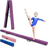 RELAX4LIFE Schwebebalken Kinder 210 cm, Balancierbalken zusammenfaltbar, Balance Beam Klappgymnastik mit Rutschfester Basis, Übungsbalken mit Einbauscharniere & Schaumstoff(Lila)