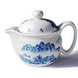 yxhupot Blue and white porcelain Teekanne 350ml Blume Porzellan Fass Klassische Wasser Topf (comeliness)
