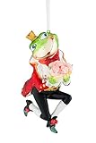 Gift Company - Hänger - Christbaumschmuck, Baumschmuck - Frog Groom, Frosch, Froschkönig - Rot - Glas - 8x13x5 cm