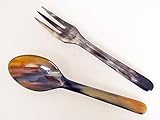Horn Salatbesteck Classic klein 16 cm, Hornbesteck Salatbesteck echt Rinderhorn Naturware Fair Handel Öko Produkt