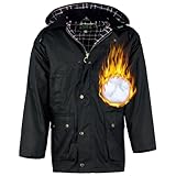 Romneys Gefütterte Englische Wachsjacke Country – Winterjacke für Damen & Herren | Warm wattiert, wind- & wasserdicht | Robuste Outdoor- und Regenjacke mit Kapuze