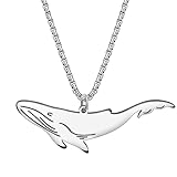 TIZURO Edelstahl 18k Gold Silber Plattiert Spaß Whales Halskette Ozean Aniamls Ketten Anhänger Schmuck für Damen Mädchen Charme Wal Liebhaber Geschenke (Versilbert)