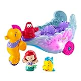 Fisher-Price Little People Kleinkinder-Spielset mit Disney Prinzessin Arielle- und Fabius-Figuren sowie Kutsche mit Musik und Lichtern - HMX83