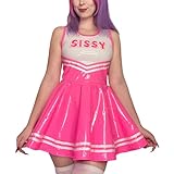 Littleforbig Ärmelloser Overall, Cheer Sissy, figurbetontes Minikleid für Damen, Kunstleder, Rosa, 4X-Large