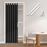 Jilron Türvorhang Ohne Bohren: Einfache Montage Mit Teleskopstange & Magnetischem Verschluss – Schutz Der Privatsphäre Im Raum (Schwarz-H201 x B130 cm)